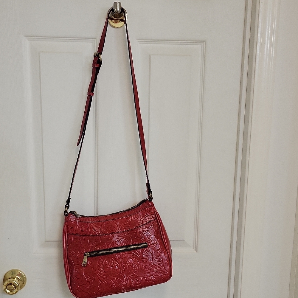 Patricia Nash Red Tooled Crossbody Bag